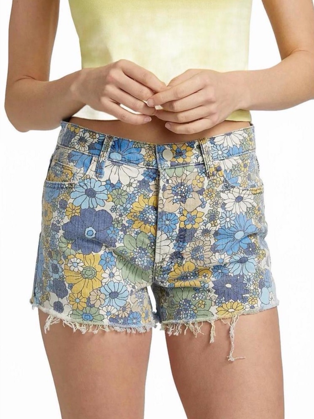 Mother The Tomcat Kick Shorts In Dirtbike Flowers Size 26 NWT Denim Cotton Retro